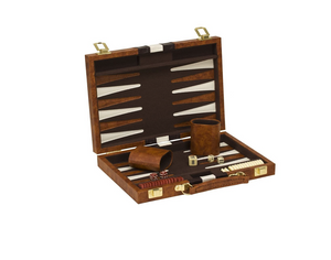 Backgammon - 11" folding brown vinyl set