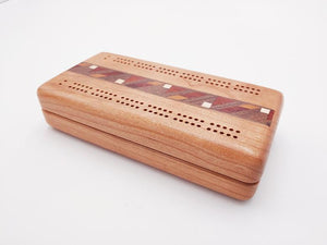 CRIBBAGE Cherry Hinged-Inlay w/cards