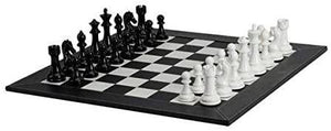 Deluxe Chess Set Blk White Leather Black White Acrylic  Pieces