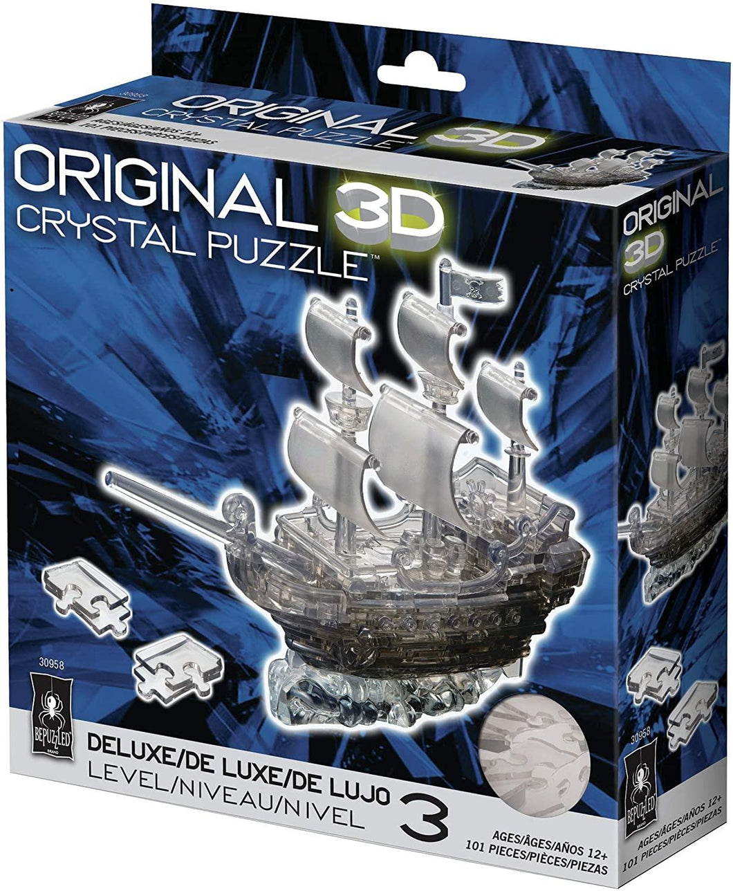 Pirate Ship BLACK 3D Crystal