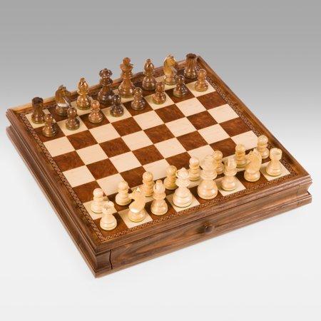 French Staunton Chess Set - Weighted Pieces & Walnut Wood Board 14.75 in.