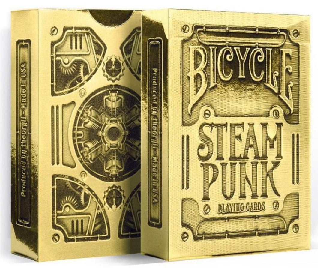 Gold Steampunk Bicycle Playing Cards