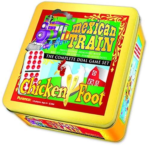 Mexican Train & Chicken Dbl 12 Colored Dot Dominoe