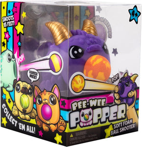 Peewee Popper - Dragon - Mini Pocket-Sized Foam Ball Shooter, Fires up to 15ft, 1 Popper & 4 Balls S